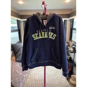 NFL Seattle Seahawks Navy Blue & Lime Green Full-Zip Hoodie